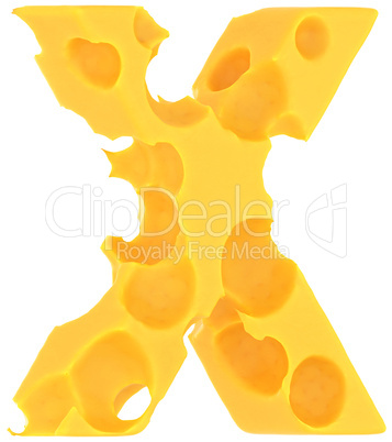 Cheeze font X letter isolated on white