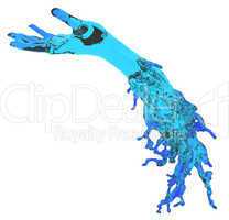 Helping hands: blue liquid hand shape isolated