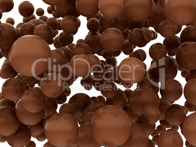 Large chocolate orbs or bubbles isolated