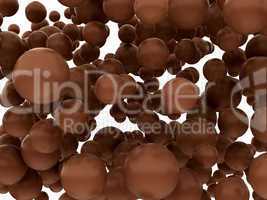 Large chocolate orbs or bubbles isolated