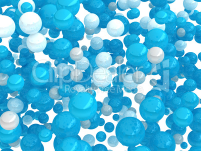 Large group of blue and white balls