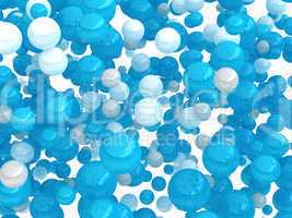 Large group of blue and white balls