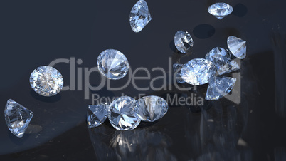 Large group of diamonds rolling over