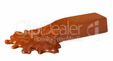 Sweet chocolate bar melting isolated