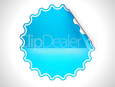 Blue round bent sticker or label with spots