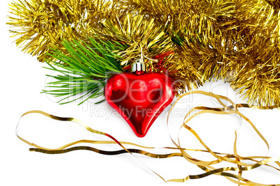 Christmas heart with pine branch