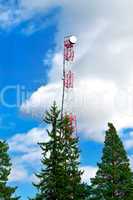 Communications tower with trees