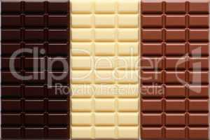 3 Sorten Schokolade
