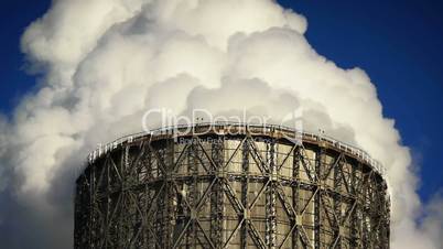 water-cooling tower at winter
