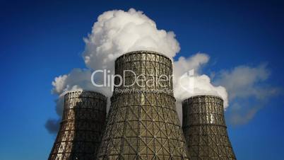 water-cooling tower at winter