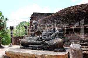The remains of Lord Buddha statues and stupa in Polonnaruwa Vata