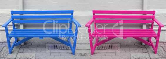 Blue and pink bench