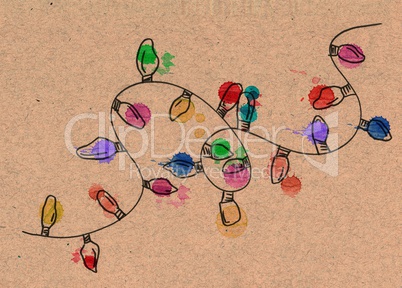 Hand drawn water color christmas x mas light