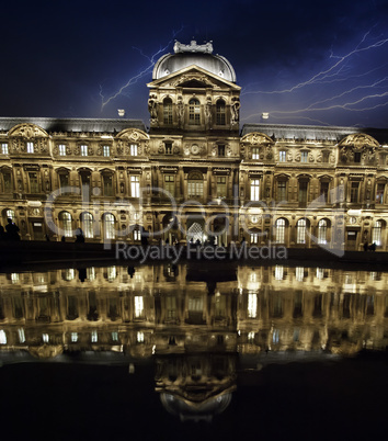 Storm over the Louvre during Night