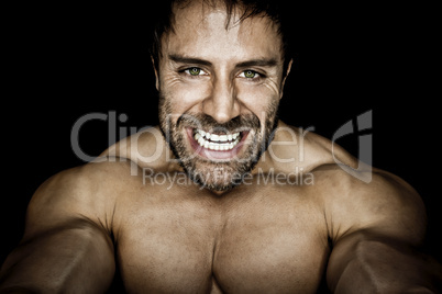 angry muscled bodybuilding man