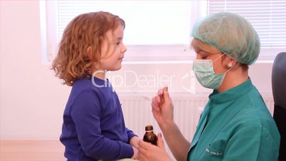 little girl not to take medicine