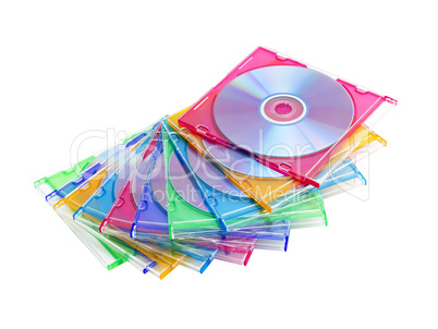 a stack of colored discs