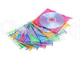 a stack of colored discs