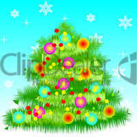 New Year's card with a fur-tree - vector