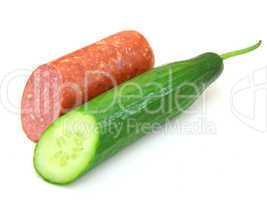 Fresh sausage and cucumber