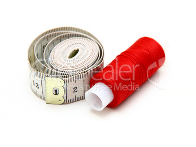 The coil of a red thread with centimeter