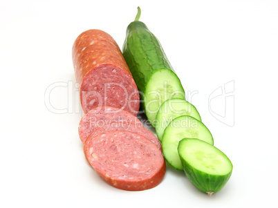 Fresh sausage and cucumber