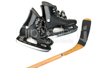 Skates and stick