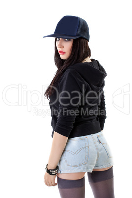 young woman in grunge style with baseball cap