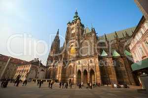 Historical Prague square and tourist walk around