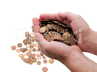 Coins in hands