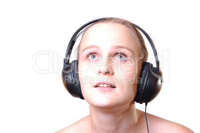 Portrait of a girl with headphones.