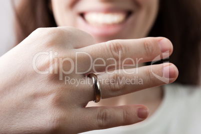 Wedding ring on women finger
