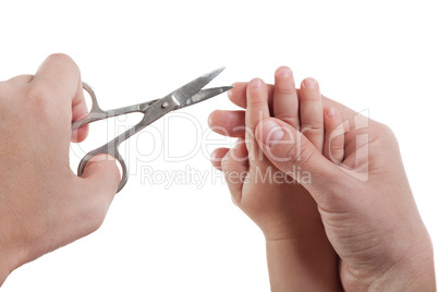 Cutting child fingernail