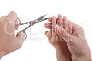 Cutting child fingernail