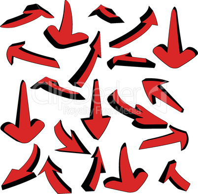 Vector set of red arrows