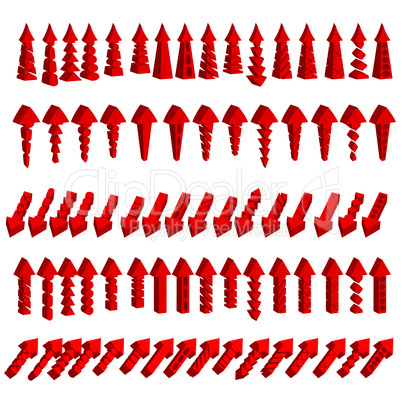 Vector set of red arrows