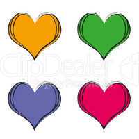 4 colored hearts
