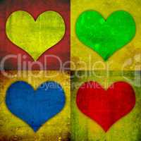 4 grungy hearts