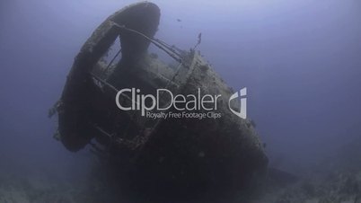 Extreme wide angle view of a wartime shipwreck