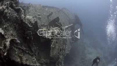 Anti aircraft gun on shipwreck