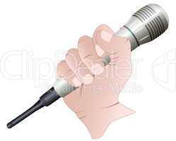 Wireless microphone in a hand