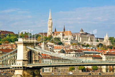 Hungarian landmark, Budapest Chain Bridge.