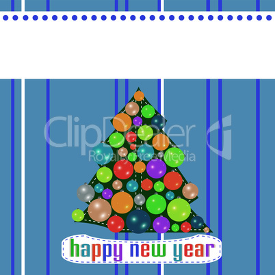 Blue Christmas template with tree on the balls