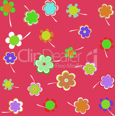 set of Romantic Flower. pink vector Background