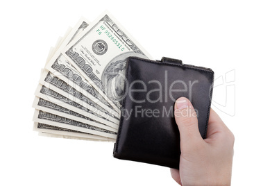 Dollar currency wallet in hand