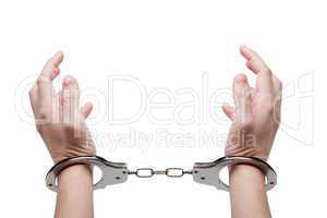 Handcuffs on hands