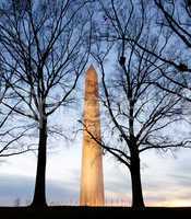 Wide angle view of Washington Monument