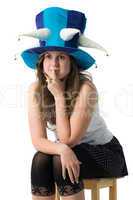 woman in funny hat