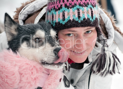 portrait of woman with a dog