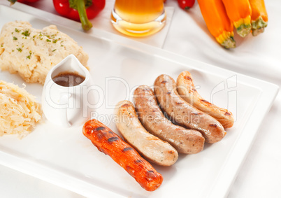 selection of all main type of german wurstel saussages